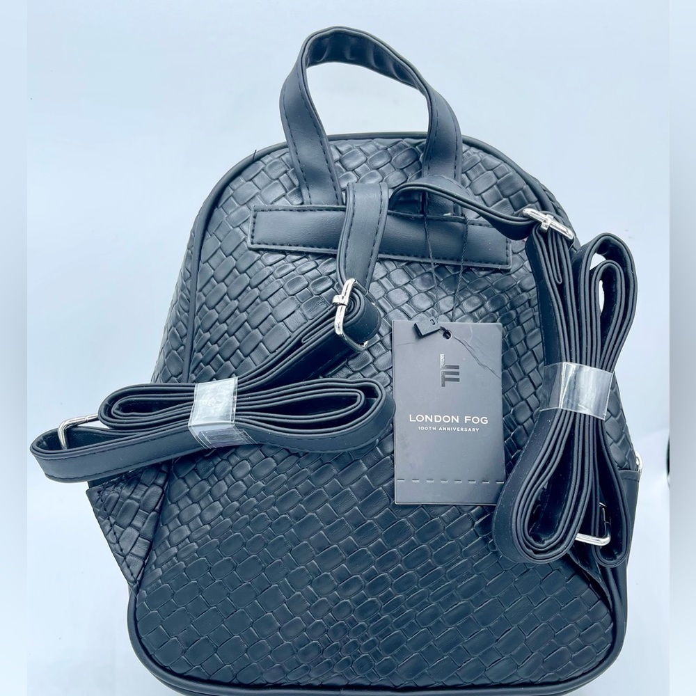 Brand New London Fog Elegant Black Woven Backpack - Picture 11 of 11